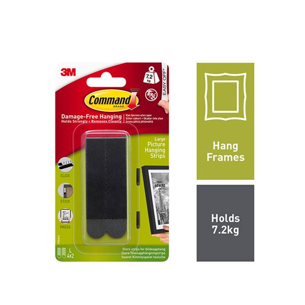 3M Command Large Picture Hanging Strips in Black