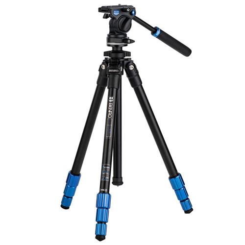 Benro TSL08AS2CSH Aluminium Video Tripod - 2.5kg Capacity - Black, Blue