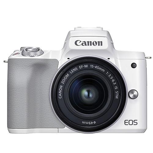 EOS M50 Mark II Mirrorless Camera in White with EF-S 15-45mm Lens Product Image (Primary)