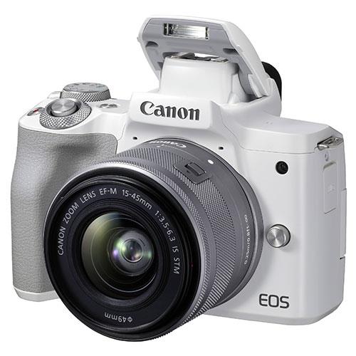 EOS M50 Mark II Mirrorless Camera in White with EF-S 15-45mm Lens Product Image (Secondary Image 3)