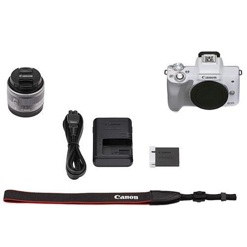 EOS M50 Mark II Mirrorless Camera in White with EF-S 15-45mm Lens Product Image (Secondary Image 7)