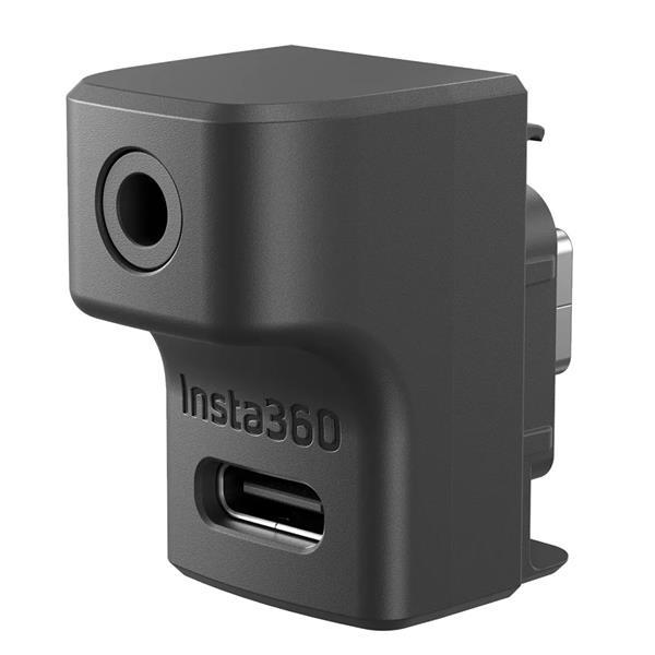 Insta360 Mic Adapter - Camera Microphone Adapter - USB-C - 3.5mm Audio - Black