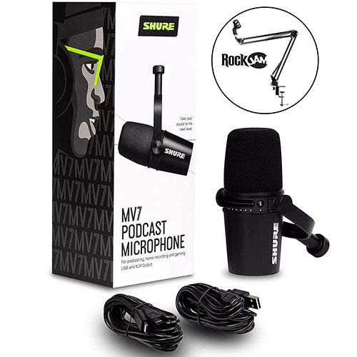 MV7 Podcast Microphone in Black with Boom Arm Product Image (Secondary Image 4)