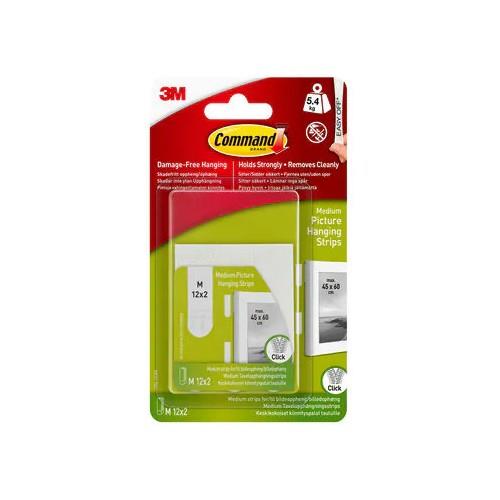 3M Command Poster Medium Picture Hanging Strips 12 Sets x 2 Pack