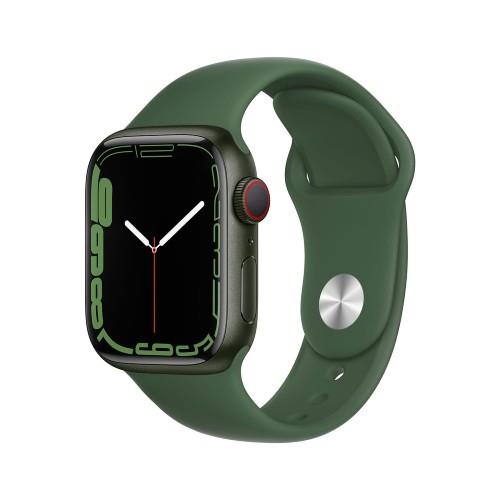 Apple Watch Series 7 GPS + Cellular 41mm Green Aluminium Case with Clover Sport Band - Regular