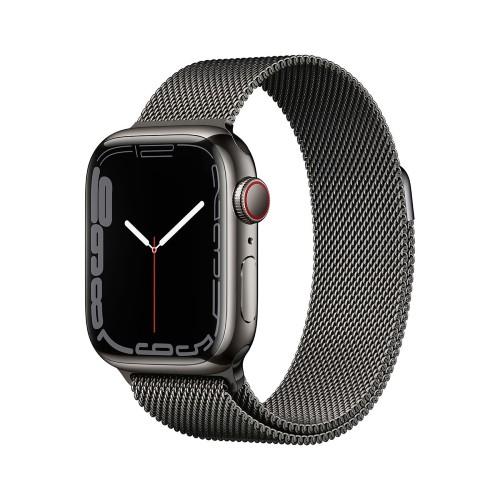 Apple Watch Series 7 GPS + Cellular 41mm Graphite Stainless Case with Graphite Milanese Loop
