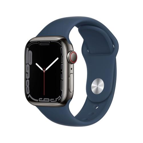 Apple Watch Series 7 GPS + Cellular 45mm Graphite Stainless Case with Abyss Blue Sport Band – Regular