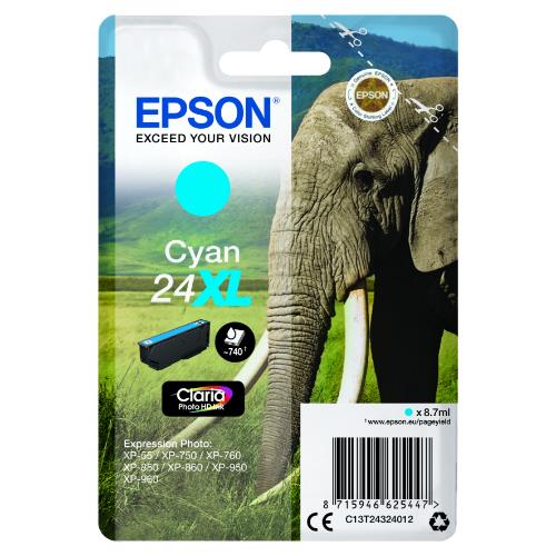 Epson Cyan 24XL Claria Photo HD Ink