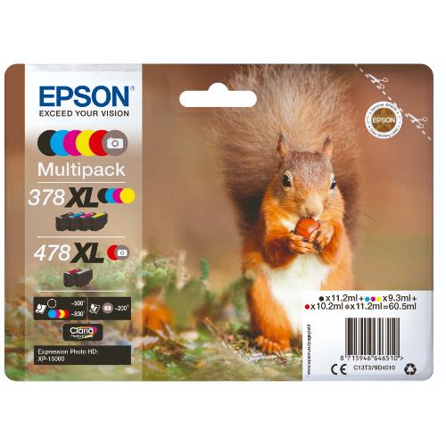 Epson Squirrel Multipack 6-colours 378XL/478XL Claria Photo HD Ink