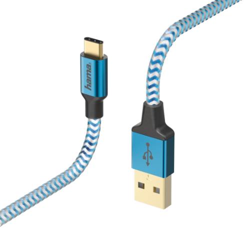 Hama Reflective Charging/Data USB-C 1.5m Cable in Blue