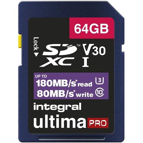 Integral Professional SDXC 64GB 180MB/s V30 UHS-I Memory Card