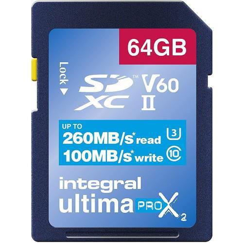 Integral UltimaPro X2 SDXC 64GB 260MB/s V60 UHS-II Memory Card - Open Box