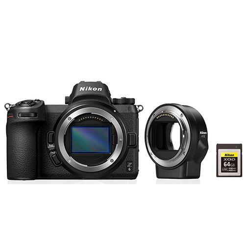 Nikon Z 6 Mirrorless Camera Body with FTZ Mount Adapter and Nikon 64GB XQD Card