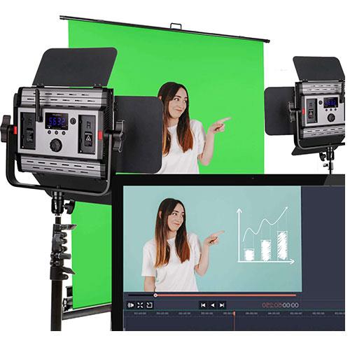 Pixapro LECO 500S II LED Video Light Twin Kit with Green Screen