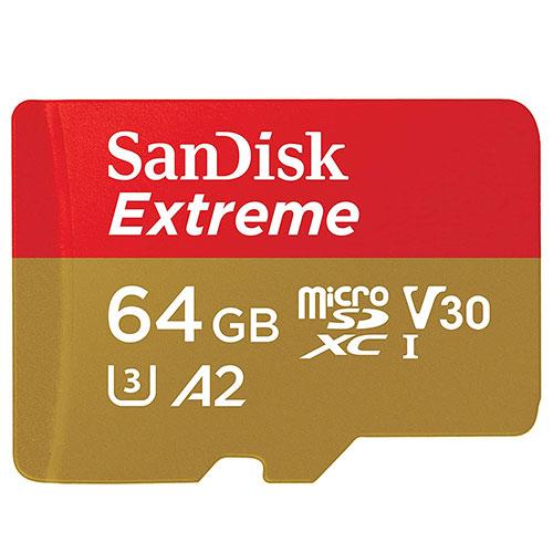 SanDisk Extreme microSDXC 64GB 170MB/s UHS-I Memory Card + Adapter