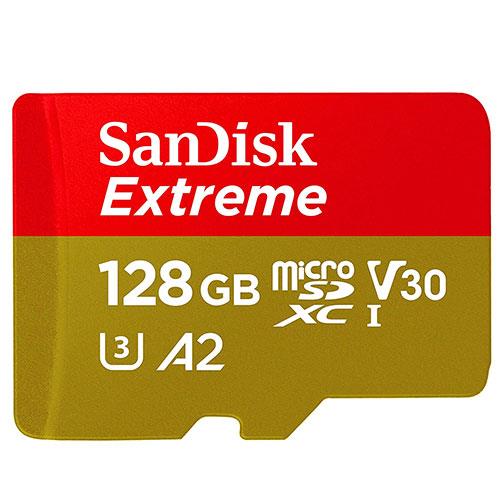 SanDisk Extreme microSDXC 128GB 190MB/s UHS-I Memory Card + Adapter