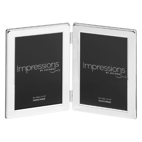 Widdop Impressions Double Hinged 4 x 6' Silver Plated Photo Frame