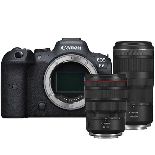 Canon EOS R6 Mirrorless Camera Body with RF 24-70mm f2.8 L IS and RF 100-400mm f/5.6-8 IS USM Lenses